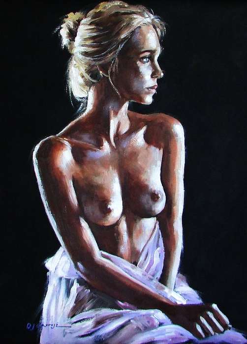 Serenity, nude art oil painting by Danie Cronje, unframed